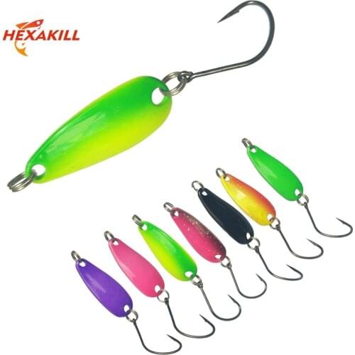 Hexakill Spoons Trout Lures 1pcs 2.5g Metal Bait Wobbler Spoon pesca micro metal lures area trout fishing ultralight