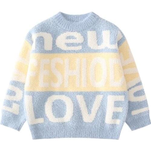 Boys pullover sweater fashion casual autumn new childrens plus velvet sweater