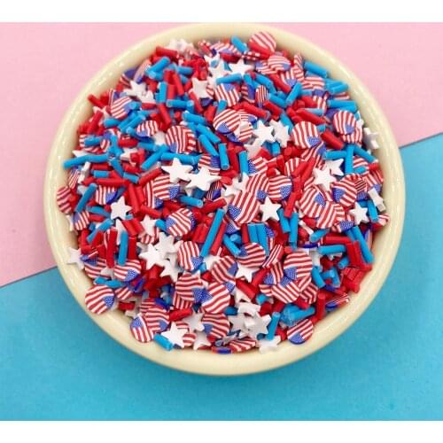 50g Mixed Blue Red Flag Slices Polymer Hot Clay Sprinkles For Crafs DIY Nail Arts Decoration Tiny Cute plastic klei Accessories