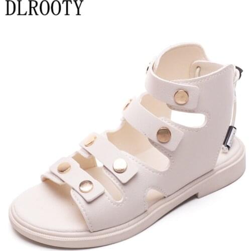 Summer Children Sandals Shoes Girls Rivets Princess Kids Flat Fashion Roman Beach Gladiator Toddler Baby Breathable
