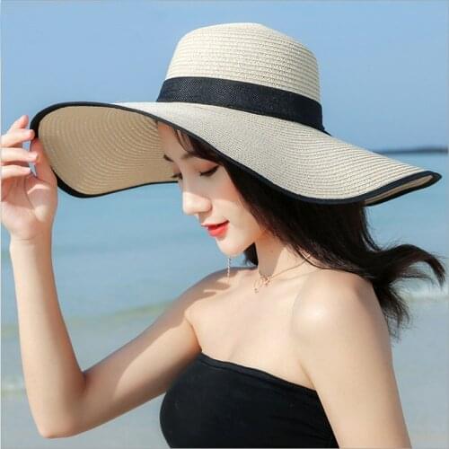 Elegant Style Summer Large Brim Straw Hat Adult Women Girls Fashion Sun Hat uv Protect Big Bow Summer Beach Hat