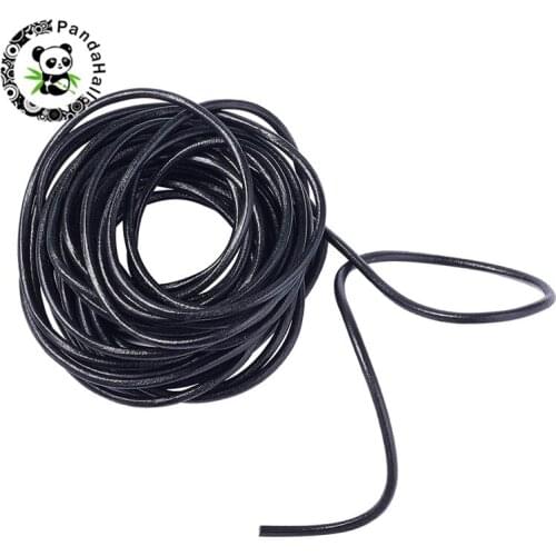 Pandahall 10m 4mm Round Genuine Cowhide Leather Cords String Rope for DIY Necklace Bracelet Jewelry Making