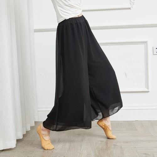 Adult Belly Dance Yoga Chiffon Palazzo Pants 2 Layered Wide Leg Trousers Costume for Women Dancing Clothes Dancer Wear Clothing