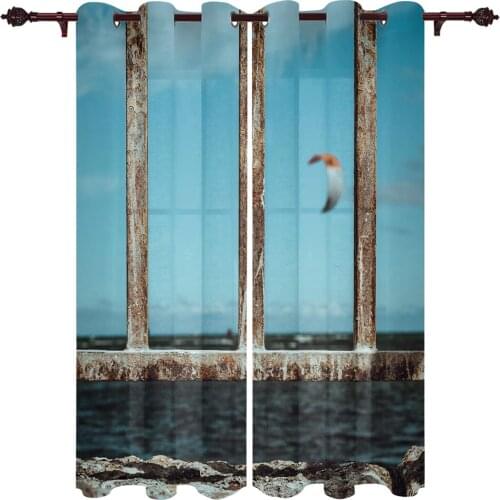 Patio Curtain Seaside Iron Railing Indoor Living Room Bedroom Kitchen Outdoor Drape For Porch Gazebo Pergola Canopy Beach