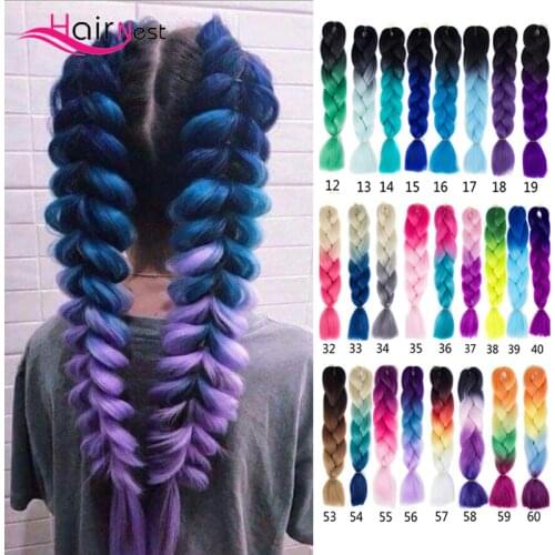 Hair Nest X-Pression 24 Inch Ombre Synthetic Braiding Hair Jumbo Braids Kanekalon Hair Extensions Black Blonde African 100g/Pack