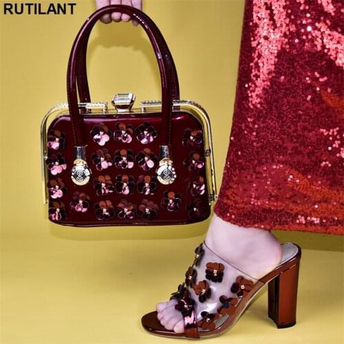 African Matching Shoes and Bags Italian In Women Summer High Heeled Shoes for Women Italian Shoes with Matching Bags 2019 Party