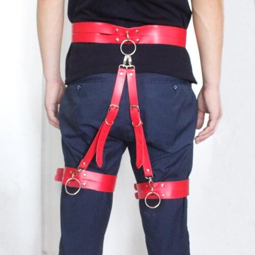 Vintage Women New Harajuku Corset Straps Metal Ring Leather Punk Hook adjustable ring Sexy Handmade Unisex Garter Female Belt