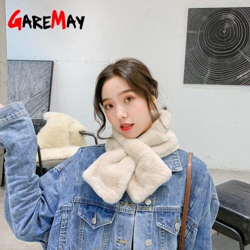 Womens Fur Scarves Natural Rabbit Scarf Women Winter Warm Leopard Thicken Plush Faux Fur Muffler Bufandas Invierno Mujer 2020