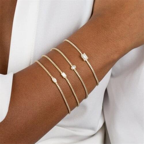 AIDE 2021 Trend 925 Sterling Silver Bracelet Gold Chain for Womens Gifts Fashion Luxury Jewelry Female Zircon Gold Bracelets CZ