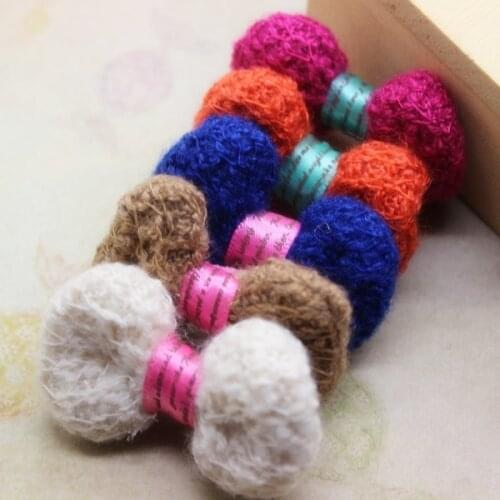 10pcs Mix Colors 50*30mm 5colors Wool Woven Bowknot for DIY Headwear/Phone Decoration