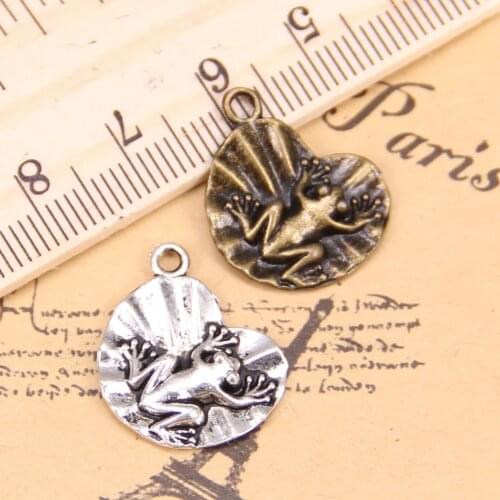 100pcs Charms For Jewelry Making frog on lily pad 18x17mm Antique Silver Plated Pendants DIY Tibetan Silver Bracelet Necklace