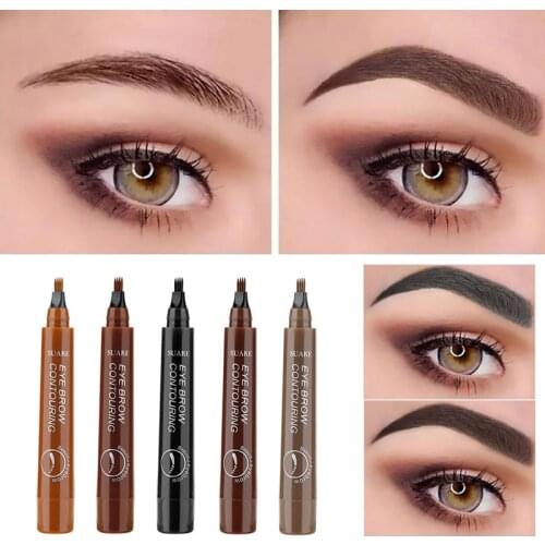 2PCS Tattoo Eyebrow Pen 3D Waterproof 4 Fork Pencil Brow Eyes Makeup Female Cosmetics Natural Eyebrow Pen 5 Colors Available