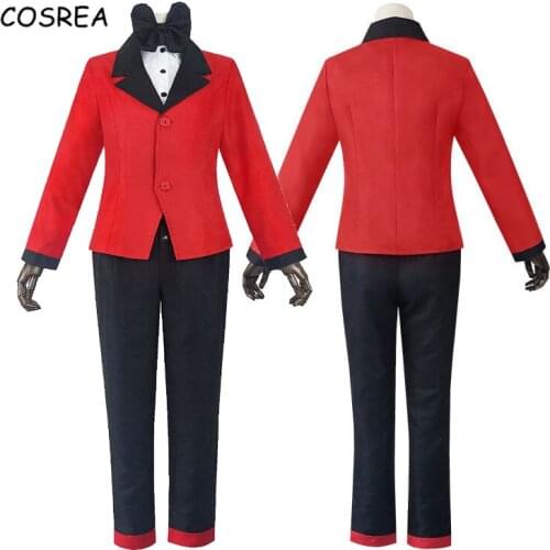 2020 Anime Hazbin Cosplay Hotel Charlie Shirt+Coat+Pants+Bow Red Suits Uniform Outfits Disfraz Halloween Costumes for Women Men