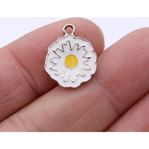 5PCS Enamel Fried Egg Charm Pendant for Jewelry Making Earrings Bracelet Bracelet Accessories DIY Craft 18x15mm