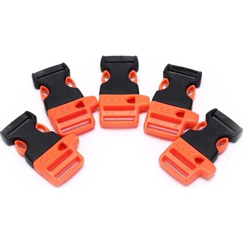 5 pcs/pack Survival Whistle Buckle Plastic Curved Side Release Buckles For Paracord Bracelet/ Backpack Wholesale