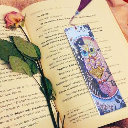 5D DIY Diamond Owl Painting Bookmark Diamond Embroidery Craft Tassel Book Marks for Books New Year Gifts