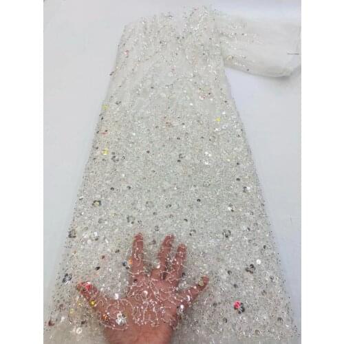 European and American white wedding dress beaded sequin embroidered plant flower-type lace fabric
