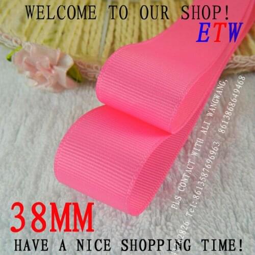 Free shipping 1-1/2''(38mm) Quality Solid Hot Pink Ribbon Polyester Grosgrain Ribbon 20 yards/lot DIY hairbows Kids gift package