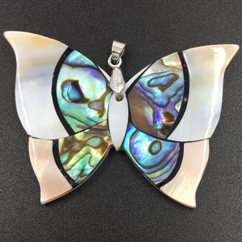 Free shipping Fashion Jewelry New Zealand Abalone Shell Butterfly Women Men Pendant Bead 1pcs MC8064
