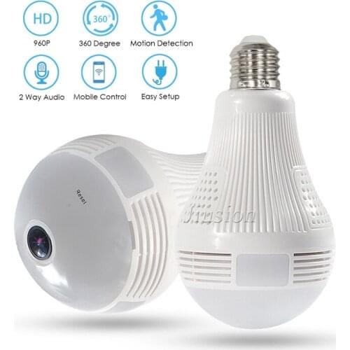 360 Wireless Panoramic Video Camaras Seguridad Casa WiFi Oculta IP Kamera VR Fisheye Bulb Lamp Baby Monitor HD Surveillance Cam
