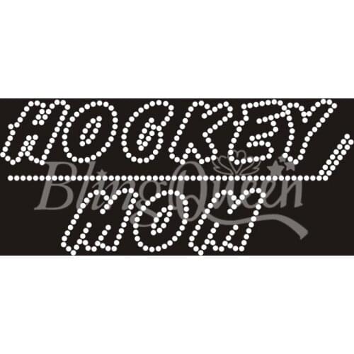 BlingQueen 25PCS/LOT Hockey Mom Crystal Rhinestone Transfers Designs