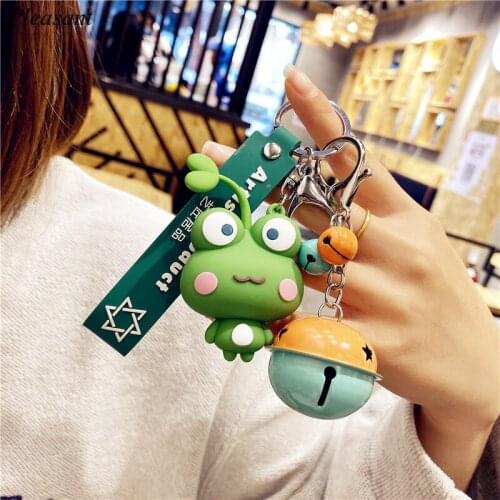 2021 Cartoon Frog Bear Keychain Cute Fashion Keyring Personality Creative Bell Car Bag Ornament Small Jewelry Keychain Gift