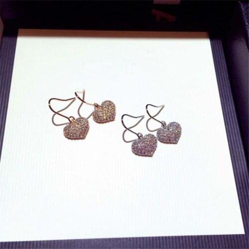 Diamonds Heart Jewelry S925 Sterling Silver Earrings Women Fine Fashion Jewelry Engagement Silver Cute/Romantic Earrings Luxury