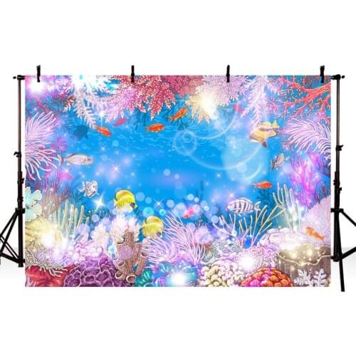 MEHOFOTO Little Mermaid Under Sea Bed Caslte Corals Ariel Princess Photography Backdrop Baby Party Birthday Photo Background