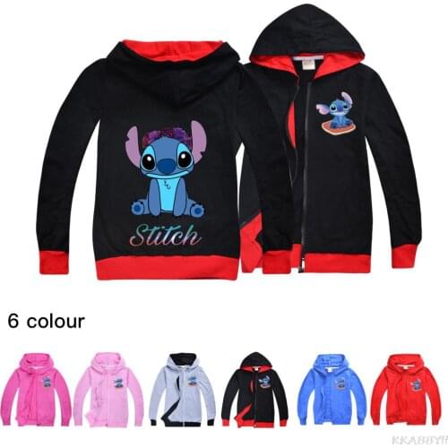 Disney Stitch Hoodies Toddler Clothes Autumn Cool Kids Girls Coat Boys Zipper Sweatshirt Spring Sport Childrens Tops