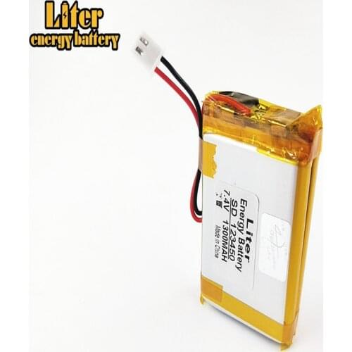 XH2.54-2P 7.4V 1300mAh 123450 Polymer Li-ion battery Bluetooth stereo DVD TV Digital Satellite Finder Meter WS-6933 WS-6923