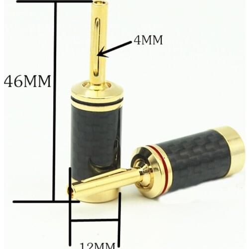 Hi-End 4pcs Brand New carbon fiber rhodium plated banana plug for DIY Speaker cable