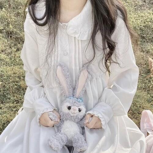 Hipster Japanese White Spring and Autumn 2020 New cute Womens gothic lolita dress women kawaii clothing loli dress