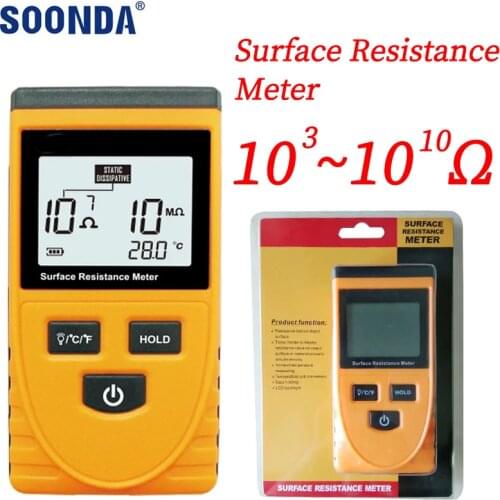 Surface Resistance Meter Handheld Earth Resistance Meter Measure Instrument Static Detector Handheld Digital Resistance Tools