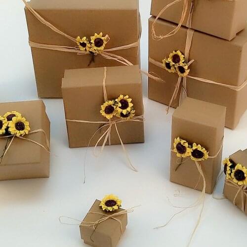 Candy box Vintage kraft paper jewelry Packing box Square black Jewelry Box gift box DIY small cheap