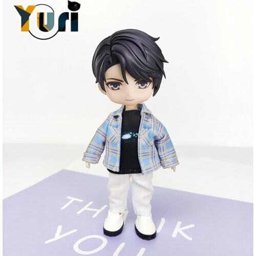 Doll Use Costume Wang Yibo Plaid Shirt OB11 Clothes Shoes 1/12 BJD Doll Clothing Street Dance Cosplay Sa Limited