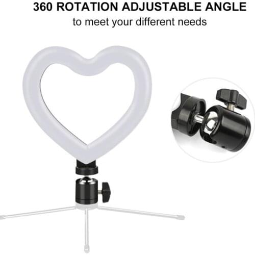 6 Inch Heart-shaped Dimmable With USB Cold Warm LED Makeup Photography Video Live Lamp Tricolor Fill Light