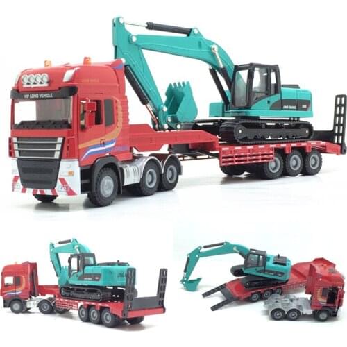 1:50 Die Cast Model Cars scale automobile Alloy Vehicle gld3 Coche Children Toys Engineering Truck Trailer Wood Truck Digger