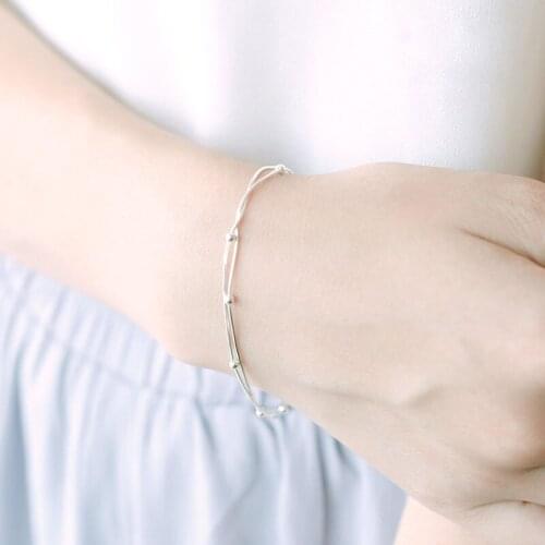 Fashion Silver Color Double layer Round Bead Charm Bracelet & Bangle For Women Jewelry Accessories