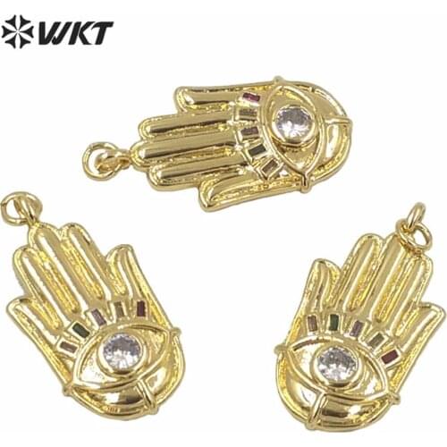 MP191 Wholesale Full Electroplated Charm Pendant Small Size Hand Pendant Chic Cz Eye Jewelry Accessory Findings 10pcs A Lot