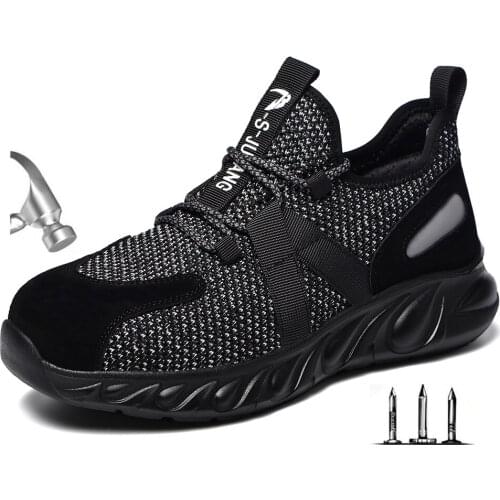 Mens New Steel Toe Cap Breathable Indestructible Work Shoes Boots Men Puncture Proof Safety Boots Shoes Sneakers Anti Slip