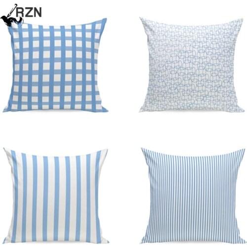 2019 NEW Navy Style Pillow Case Blue Stripes Throw Pillow Cover Cotton Linen Decorative Cushion Cover for Sofa Car