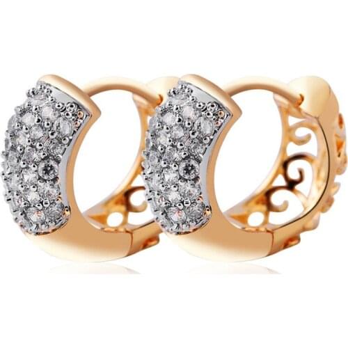 New High Quality Shiny Tiny Cubic Zirconia Earring 2 Tone Gold Filled Hoop Earrings for Women Top Jewelry