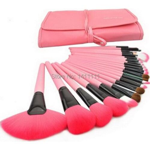 Wholesale DHL Free Shipping 24pcs in 1 Pro Makeup Brushes Set Kit Foundation blush Eyeshadow Eyebrow brush + Bag Case MB75