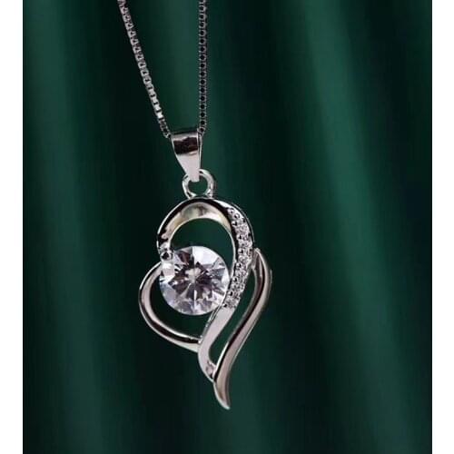 Silver jewelry moissanite 1.00ct D VVS heart-shaped necklace 925 silver necklace for girlfriend and wife gift