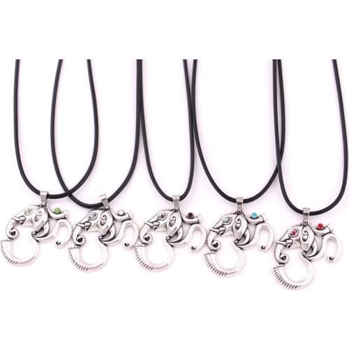 Om Yoga Necklace Mandala Ganesh Elephant Pendant Hindu Talisman Leather Necklace