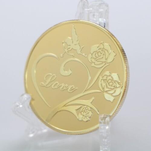 2021 Cupid Love Commemorative Coin Gold Plated Coin Rose Valentines Day Gift Medal Collection Home Decoration Challenge Coin