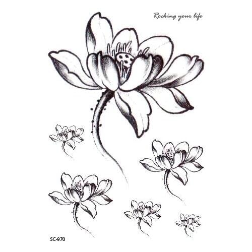 Rocooart Drawing Lotus Flash Tatoo Harajuku Tatouage Body Art Waterproof Temporary Tattoo Sticker Fake Tattoo Taty For Women Men