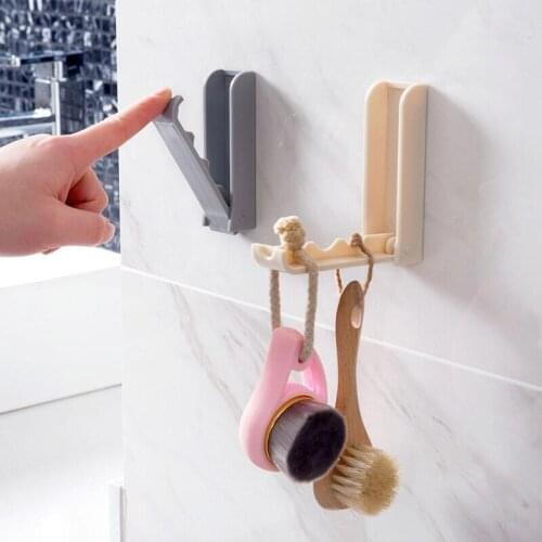 Foldable hook Strong viscose nail-free door clothes load-bearing creative kitchen wall-mounted folding hook