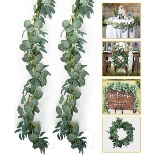 2 Meter Wedding Decoration Artificial Plants Fake Eucalyptus Garland Backdrop Artificial Decor Leaf Vine Green Leaves