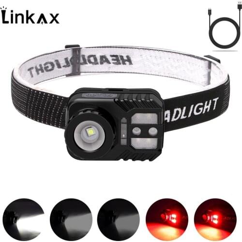 Sensor COB XML-L2 LED Headlamp Camping Head Light Lamp by Rechargeable Battery LED COB Bulbs Smart Light for camping fishing